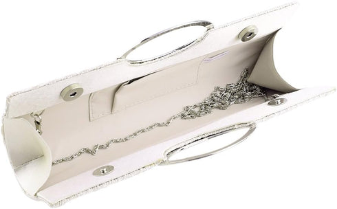 Rhinestone Satin Pleated Evening Clutches Bridal Wedding Handbag Purse Evening Bags...