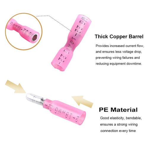 Heat Shrink Bullet Connectors, 100 Pcs Female Male Electrical Bullet Butt Terminals Insulated Waterproof Marine Bullet Connectors for Watercraft, ...