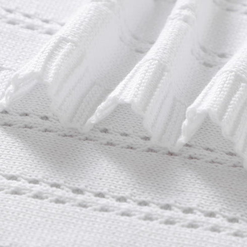 Baby Blanket Cozy Soft Knit Neutral Swaddling Blankets for Boys Girls Newborn Infant Toddler White 30x40 Inches...