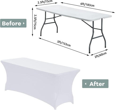 CWK 6FT Waterproof Stretch Spandex Table Cover for Rectangular Tables - Elastic Fitted Tablecloth for Folding Tables,Wrinkle Resistant Table Cloth...