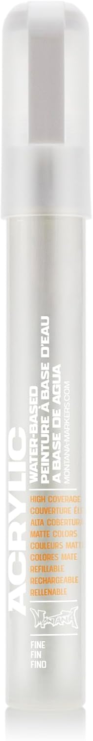 Montana Acrylic Paint Marker, 2mm, Fine Nib, Shock White Pure (045390)...