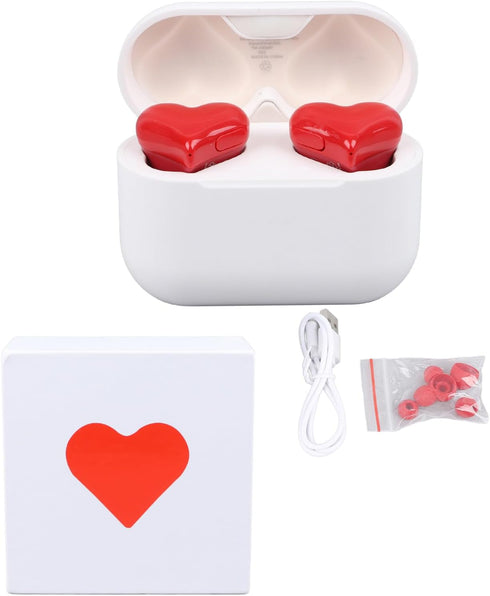 Dpofirs Wireless Earbuds, Heart Shaped Stylish Lightweight Noise Canceling Stereo in Ear Bluetooth Earphones, Includes Charging Case and 6 Ear Tip...