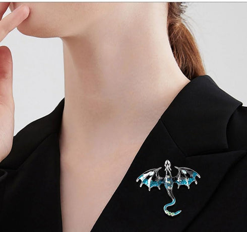 3Pcs Enamel Fly Dragon Brooch Party Sky Blue Green Violet Gifts For Women...