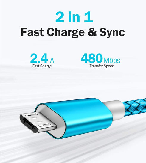 Micro USB Cable 2pack 6ft Android Charger Cord Fast Quick Charging for Samsung 2016 Tab A 7.0 10.1, E 8.0, Kindle Fire Hd Hdx 7 8 10 Tablet, Phone...