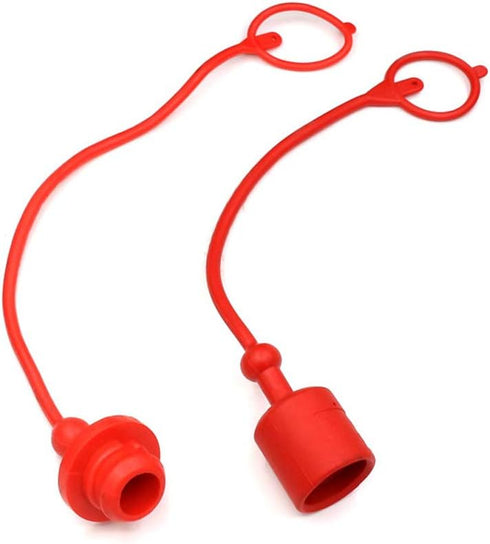 1/4 Hydraulic Coupler Dust Cap,ISO A Pioneer Style Male Female Hydraulic Quick Disconnects Port Plug Covers Fittings,Red Cap with Retention Ring K...