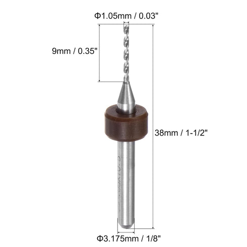 uxcell PCB Drill Bits 1.05mm Tungsten Carbide Rotary Tool Jewelry CNC Engraving Print Circuit Board Micro Drill Bits 1/8 Inch Shank 5 Pcs...