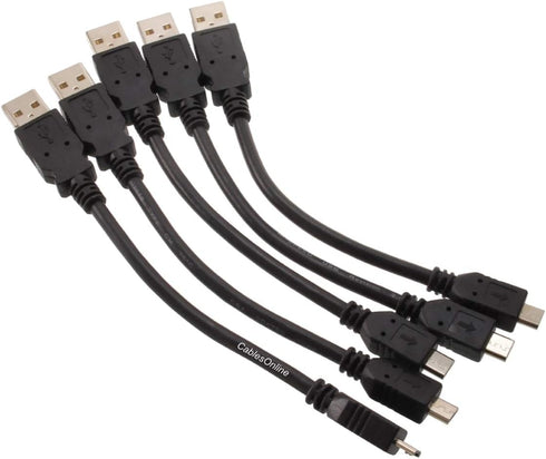 CablesOnline 5-PACK 6 inch USB 2.0 A-Type Male to Micro-B Male Charge & Sync Cable, USB-1500-5...