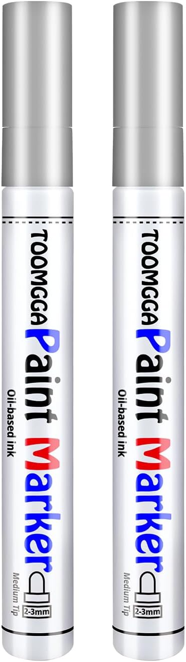 Silver Paint Pens Paint Markers Permanent Markers Oil Based for Metal Wood, Paint Pens for Metal, Car Tyre,Wood, Plastic, Rock Painting, Glass, Cr...