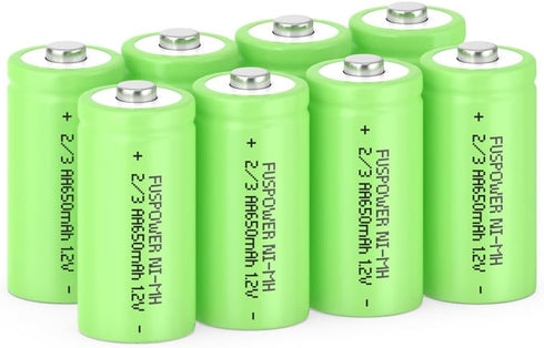 NiMH 2/3AA Rechargeable Battery 1.2V 650mAh Button Top Batteries for Garden Solar Light Pathway Lights(Not AA and AAA Battery) (8 Count (Pack of 1...