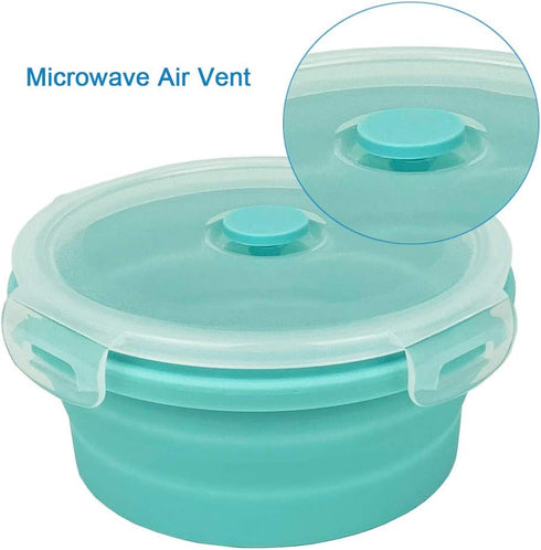 Collapsible Bowl Silicone Collapsible Container Food Storage Containers Collapsible Camping Bowl for Travel Camping Hiking with Airtight Plastic L...