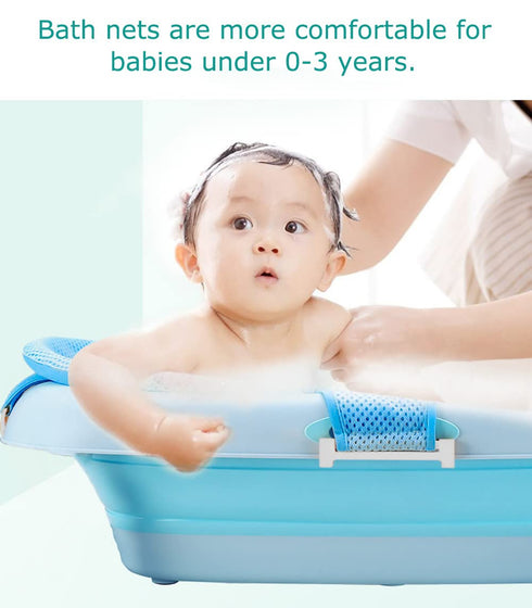 Baby Bath Tub Portable Non-slip Mesh Bathtub Newborn Infants Toddlers Spine Protection Pad Folding Bath Mat Bath Tub Seat Support Baby Sink Bath P...