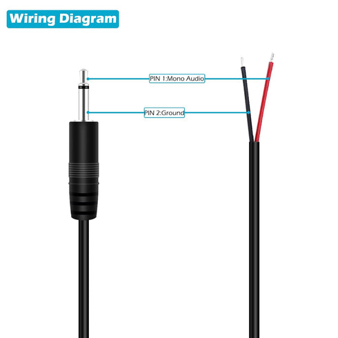 Fancasee (2 Pack 3 ft Replacement 3.5mm 1/8" Male Plug to Bare Wire Open End Pigtail TS Mono 3.5mm Jack Connector Adapter Audio Cable Repair...