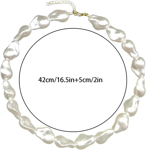 Baroque Pearl Necklace for Women Lrregular Pearl Choker Necklace Dainty White Pearl Beaded Necklace Vintage Pearl Charm Choker Necklace Birthday W...