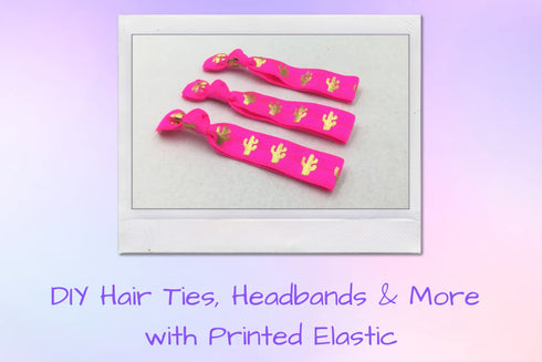 Fold Over Elastic Printed Ribbon for Hair Ties, 5/8 Inch Wide, FOE DIY 10 Yard Roll (Pink Cactus)...