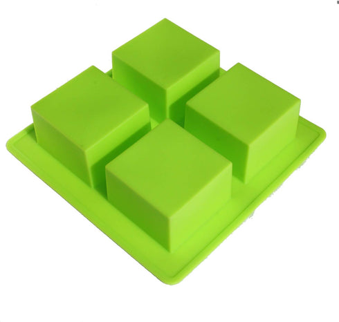 X-Haibei 4-Cavity Square Silicone Mold for Soap, Lotion Bars, Candles & DIY Crafts – 4oz per Cube, Flexible & Non-Stick...