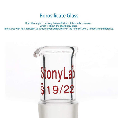 stonylab Glass Pour Out Adapter, Borosilicate Glass Liquid Pouring Adapter with 19/22 Ground Inner Joint for Laboratory Lab Supply...