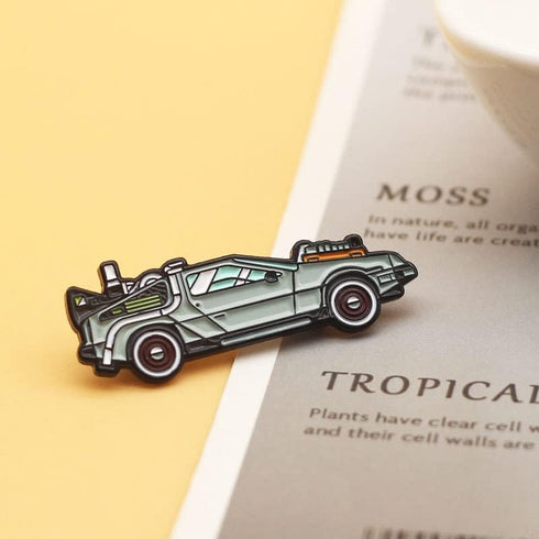 2pc Delorean Sports Car Enamel Pin Brooch Cartoon Time Machine Brooch For Backpacks...