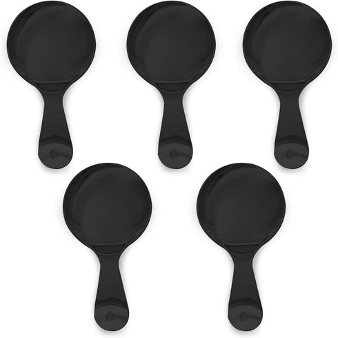 5 Pack of Stainless Steel Mini Spoons - Ice Cream Spoon Short Handle, Perfect for Condiments, Desserts, Tea, Coffee - Black Spoons...