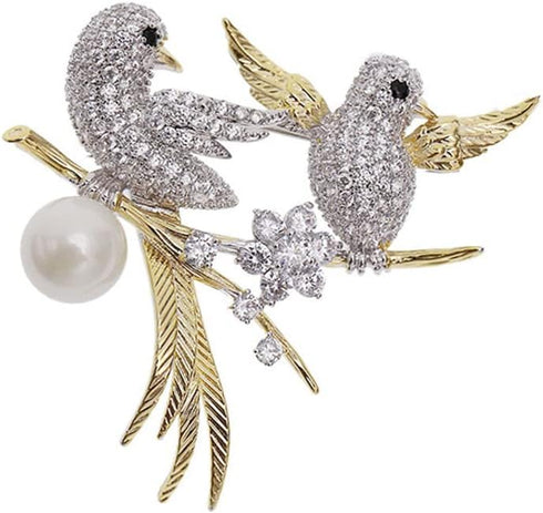 Rhinestone Birds Brooch Pin for Women Men Fashion Crystal Animal Brooches Lapel Pins Elegant Dress Accessories Jewelry Gift Box Boutonniere Corsag...