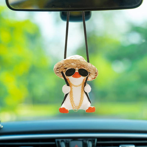 Funny Swinging Duck Car Mirror Hanging Ornament - Cool Automotive Rearview Mirror Accessories for Men Women Teens, Cute Truck Car Pendant Charm De...