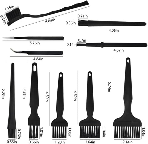 10 in 1 Portable Plastic Handle Nylon Anti Static Brushes Keyboard Cleaning Brush Kit for Cleaning Computer Keyboard Car Lab (Black)...