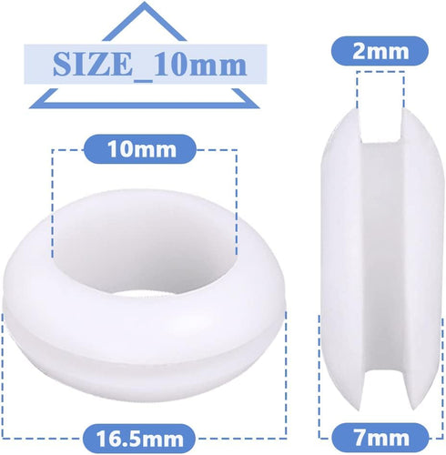 Mesee 100Pcs Double Sided Rubber Grommet Kit, 10mm Inner Dia Oil Resistant Armature Electrical Wire Grommets O Ring Hole Plug Washer White Rubber ...