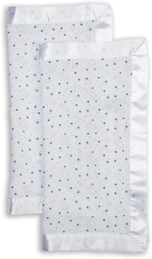 Lulujo Security Lovey Blankets| Unisex Softest Breathable Cotton Muslin Security Blanket Set with Silky Satin Trim| Neutral Comforting Blanket for...