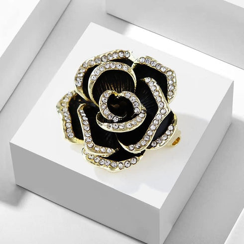 Black Camellia Brooch, Jewelry Gift for Women, Girls, Ladies, Exquisite Packaging...