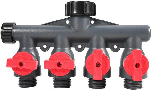 4 Way Hose Splitter,Heavy Duty Water Faucet Garden Hose Connector Valve Adapter Outdoor Faucet Drip Irrigation Systems & Lawns Product G3/4in (Fou...