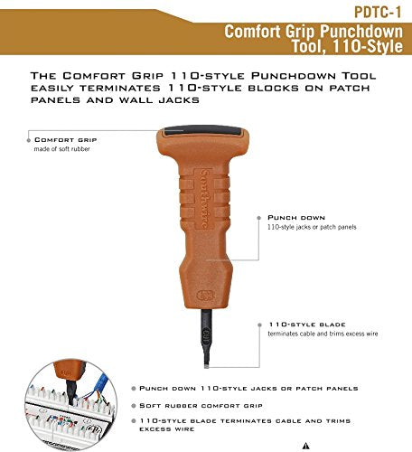 Southwire PDTC-1 Comfort Grip Punch Down Impact Tool, 110-style...