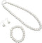 Fashion Classic Faux Pearl Crystal Necklace Bracelet Earrings Set Long Simulated Pearl Strand Layered Necklace for Women Girls Valentine's Day Gif...