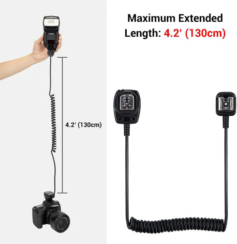 Flash TTL Cord JJC Off-Camera Flash Hot Shoe Cord for Canon R5 R6 RP R T8i T7 T7i T6 T6i T6s T5 T5i SL3 SL2 90D 80D 77D 6D Mark II 5D Mark IV M50 ...