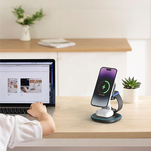 3 in 1 Charging Station, Mag-Safe Charger Stand,15W Wireless Fast Magnetic Charger,Compatible for Apple iPhone 15 14 13 12 Pro/Max/Plus/Mini,AirPo...