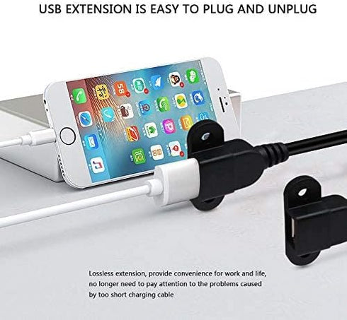 QiCheng&LYS USB 2.0 Male to Dual Female Charging Extension Cable, Furniture nightstand USB Charging Port, Panel Mount Cable with Screw Hole 5ft (1...