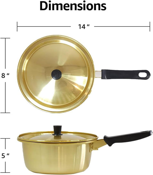 SCALEUP Korean Yellow Pot, Ramen Cooking Pot, Fast Heating (18cm/7 inches)...