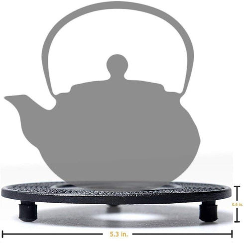 suyika Cast Iron Mat with Rubber Pegs/Feet for Japanese Tea Kettle Cast Iron Teapot Black Trivet 5.3in...