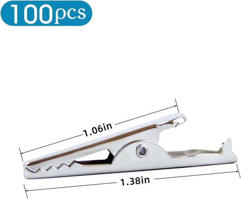 100pcs Metal Alligator Clip, 35mm Spring Clamps Test Line Crocodile Clip Silver Tone Alligator Clips Nickel Plated Crocodile Clamps, Used In Labor...