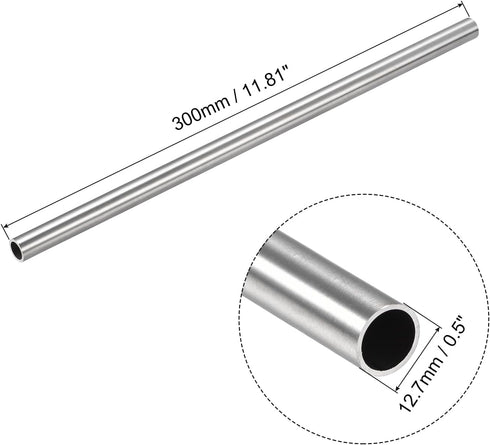 uxcell 304 Stainless Steel Tube, OD 12.7mm x 1mm Wall Thick 300mm Length Capillary Metal Tubing for Industry Machinery...
