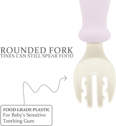 6Pcs Toddler Utensils - Stainless Steel Forks & Spoons with Silicone Handles, Easy-Grip, Gentle on Gums, Dishwasher Safe...