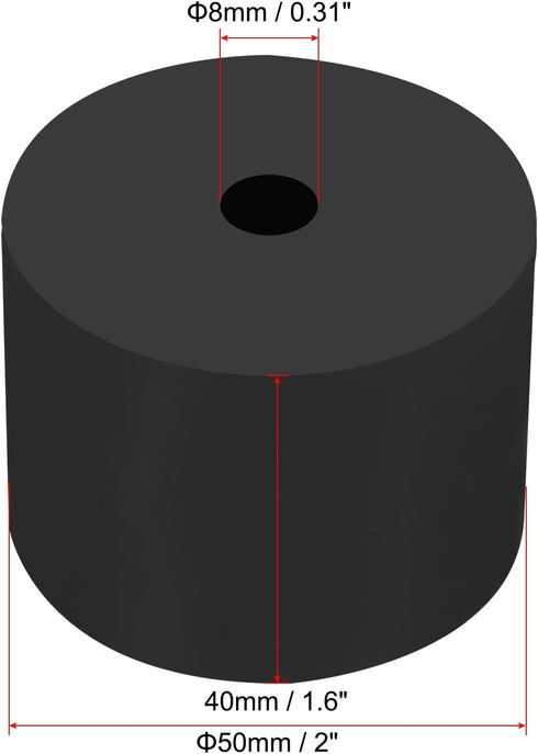 PATIKIL Multi Purpose Rubber Spacer, 4 Pcs 2"OD 0.3"ID 1.6"Thick Neoprene Round Anti-Vibration Isolation Pads Isolator Rubber Bushings Spacer Wash...