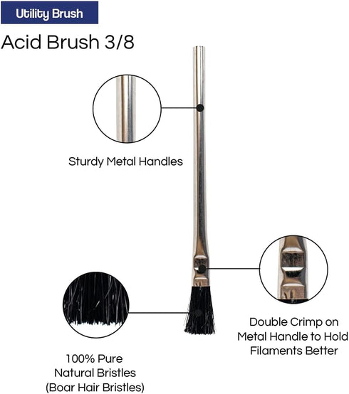 Pro Grade - Acid Brushes - 72 Count 3/8" Boar Hair Acid Flux Brushes...