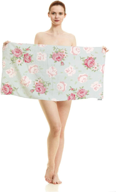 oFloral Pink Rose Hand Towels Cotton Washcloths,Elegance Seamless Pattern with Shabby Chic Rose Flowers in Vintage Style Soft Towels for Bathroom/...