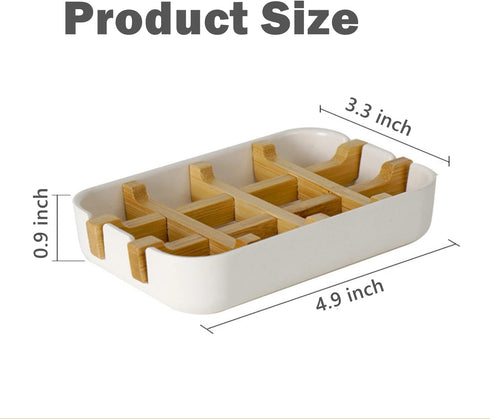 Bamboo Soap Dish, Bar Soap Holder Self Draining Soap Dishes for Shower Bathroom Kitchen Sink, Eco-Friendly Wooden Soap Savers Drainage Soap Holder...