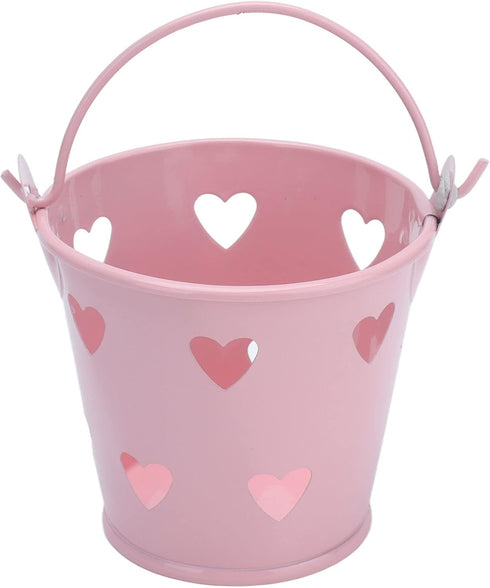 Tinplate Metal Bucket with Handle, Tinplate Bucket, 12pcs Mini Hollow Love Candy and Snack Storage Tin Bucket, Metal Gardening Crafts, Home Decora...
