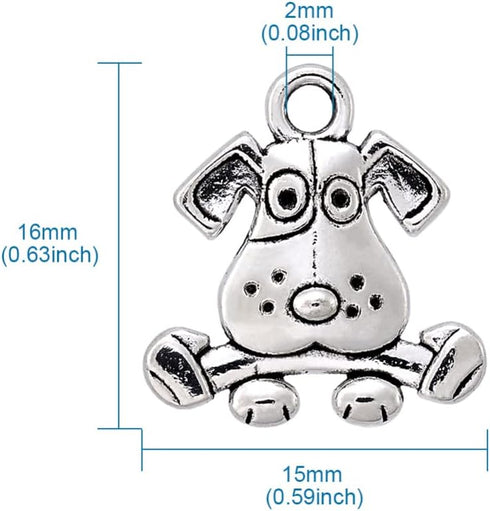 MegaPet 20pcs Antique Silver Dog Pendants Charms Doggy Animal Pet Collar Charms DIY Accessories for Bracelets Necklace Earring Jewelry Gifts for A...