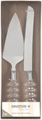 David Tutera Crystalline Handle Wedding Cake Silver Metal Serving Set...