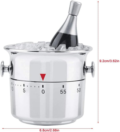 Wine Cooler Bucket Shaped Kitchen Timer, Bucket Shaped 60 Minutes Kitchen Timer Stainless Steel Mechanical Wind-Up Timer, Kitchen Gadgets, Cute Ti...