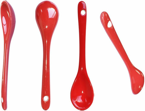 3 sets of 8 Color Porcelain Egg Spoons Ceramic Spoons 4.7 inch Coffee Dessert Yogurt Tea Milky Tea (16 pcs)...