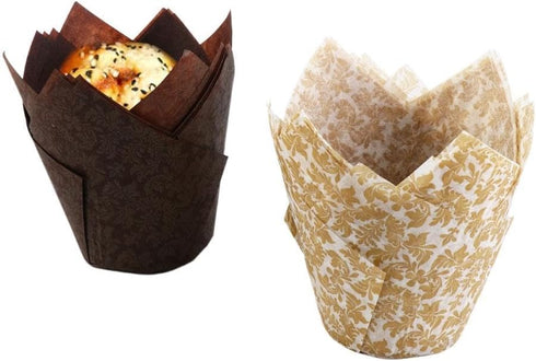Cupcake Liner Baking Cups 100pcs 2 Colors Cake Wrapper Bakeware Muffin Baking Liner Grease-Proof Paper For Wedding Birthday Party DIY Baking Tool...