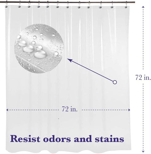 Epica Strongest Heavy-Duty Clear Vinyl Shower Curtain Liner –72 inches x 72 inches (Clear)...
